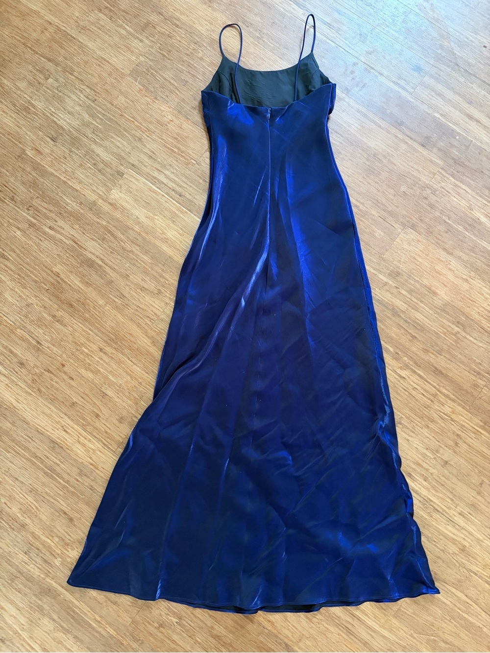 Vintage 90s Fairweather Iridescent Purple Liquid Metallic Maxi Dress Gown Sz 0 - Picture 6 of 7